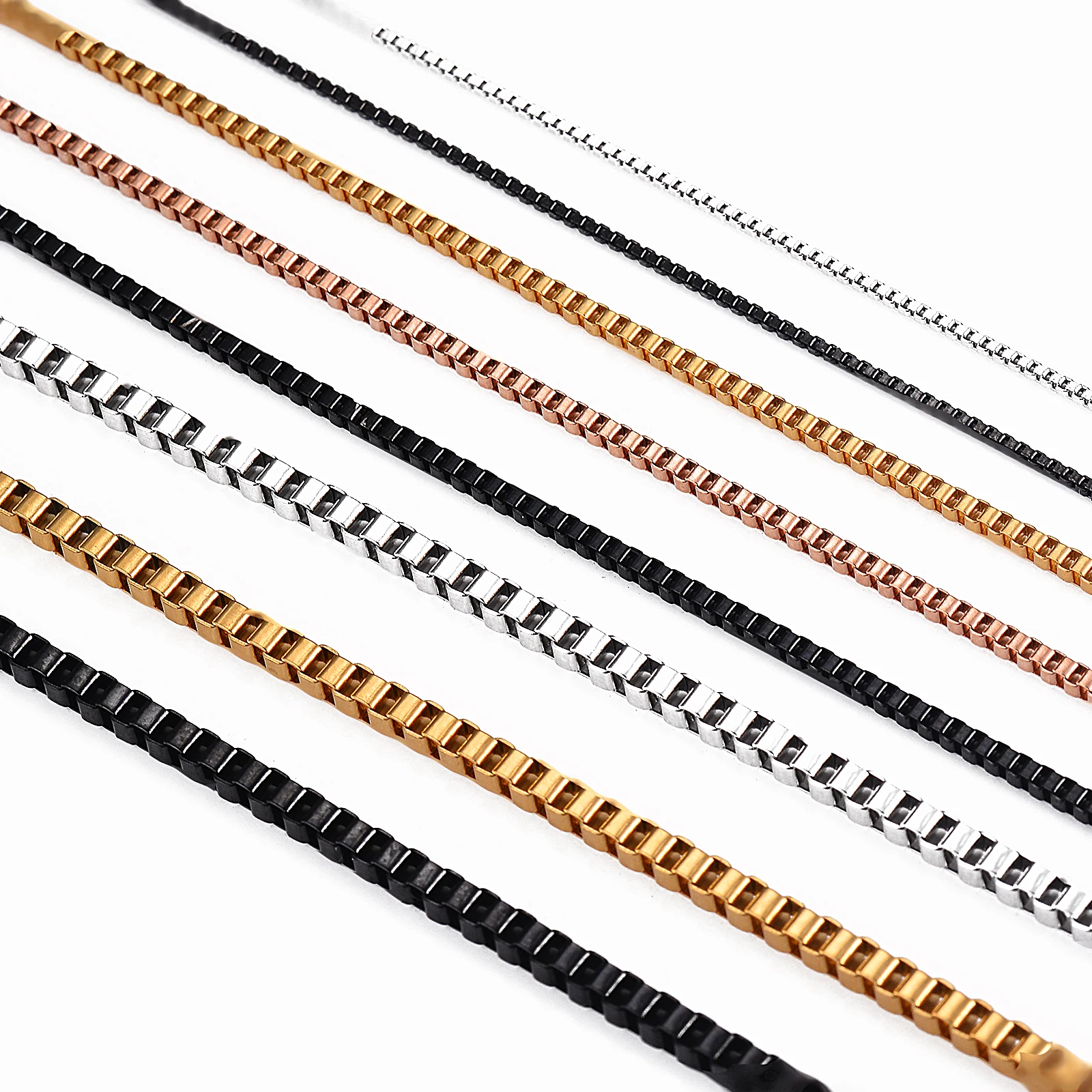 Stainless steel necklace 1Pc Width 1.5mm/2mm/2.5mm/3mm stainless steel box chain necklace DIY jewelry making men women