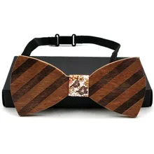 Индивидуальный деревянный галстук-бабочка ручной работы в стиле ретро в полоску для мужчин и женщин деревянная бабочка винтажный деревянный геометрический дизайн бабочка деревянный галстук