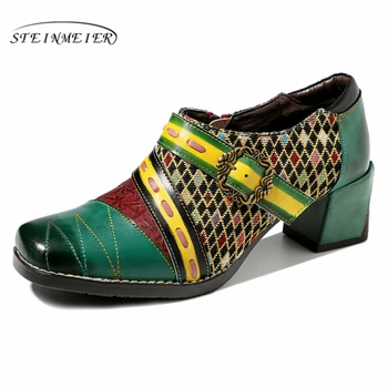 

Women genuine leather oxford pumps shoes vintage leather lady oxford heels shoes for women shoes woman 2020 spring green