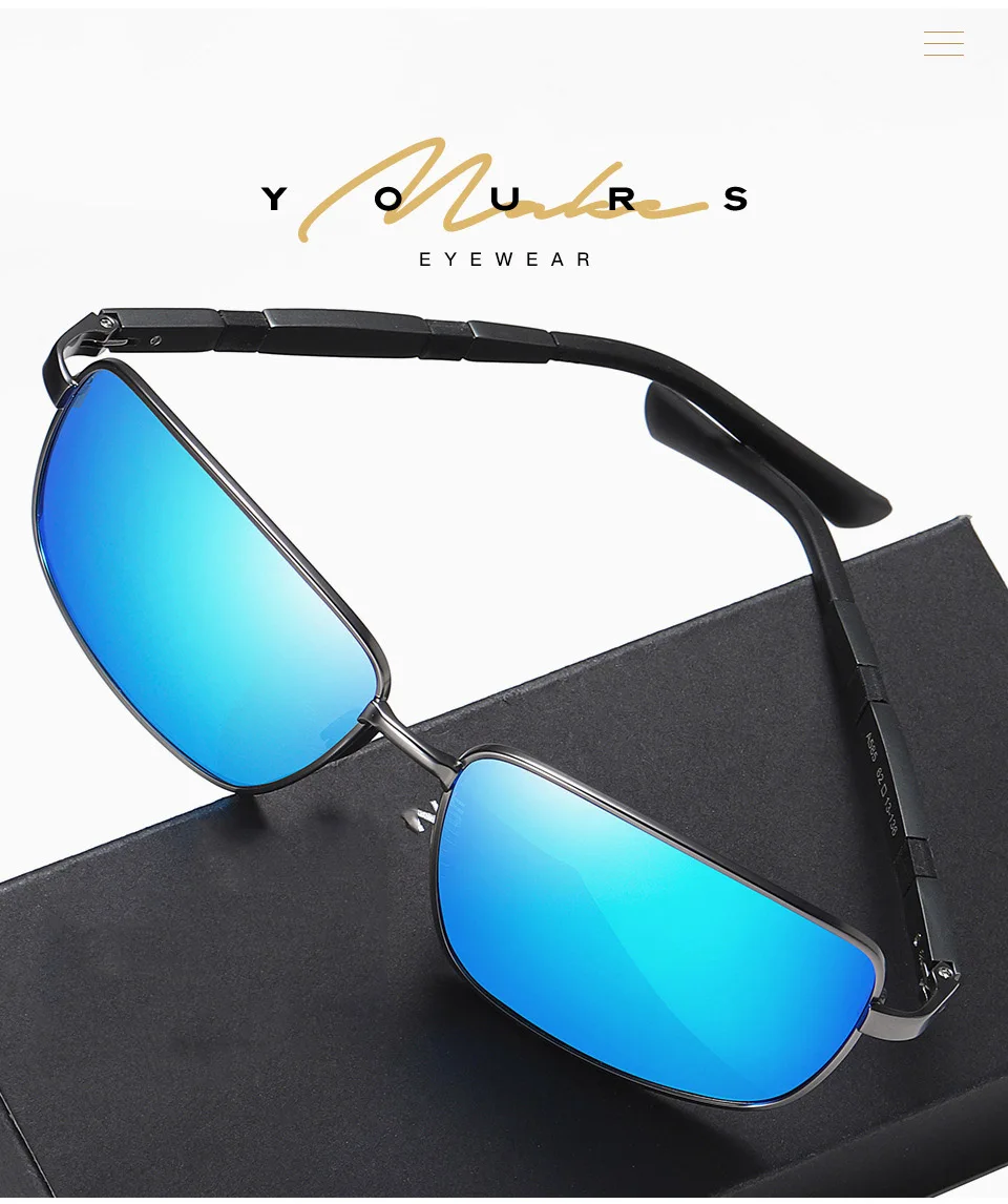 Metal+Aluminum Magnesium Polarized Sunglasses Men UV400 Cool Square Driving Sun Glasses Driving Eyewear Gafas De Sol Shades