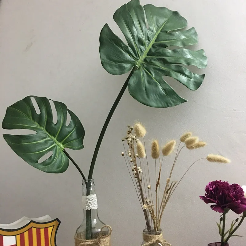 10-20 Pcs Artificial Plants Tropical Monstera Palm Leaves Simulation Leaf For Hawaiian Theme Party Decor Home Garden Fake Leaves