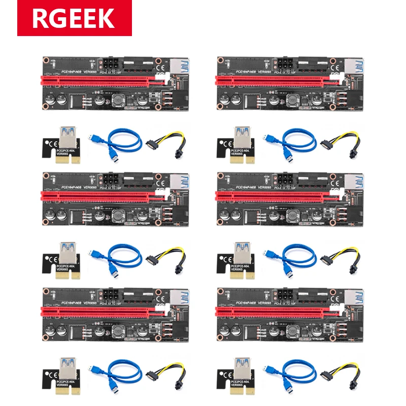 6 шт. новейший VER009 USB 3.0 PCI-E Райзер VER 009S Экспресс 1X 4x 8x 16x адаптер pcie карта SATA 15