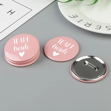 50x Команда Невесты штыревые кнопки свадебные подружки невесты штыревые кнопки на заказ логотип Pinback Кнопка значок девичник шпильки 2,2" 58 мм диаметр