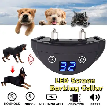 

LCD Screen Electric Anti Bark Collar Adjustable 5 Levels Beep Vibration Shock Mode Stop Barking Dog Training Collars