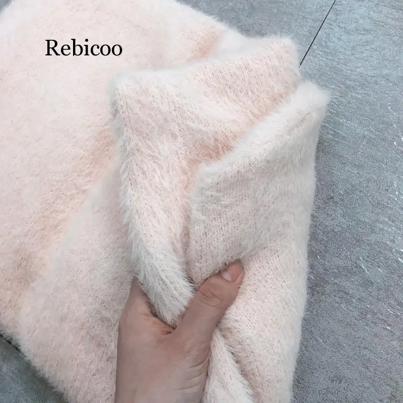 Свободный бархатный свитер из искусственной норки, однотонный кардиган, Повседневная теплая женская верхняя одежда размера плюс, Элегантная трикотажная одежда для женщин