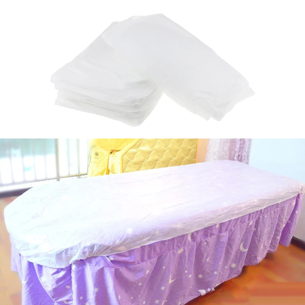 Perfk 10 Pack Non-woven Disposable Massage Table Bed Sheets Spa Bed Cover Beauty Salon Accessory Waterproof Bed Sheet - White 