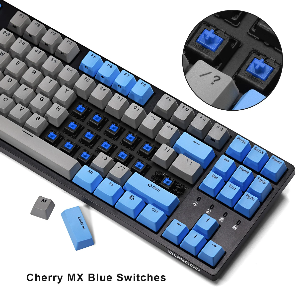 Durgod K320 механическая клавиатура TKL 87 клавиш PBT Doubleshot клавиши Cherry MX коричневый синий и красный цвета Серебро Silent красный переключатель-QWERTY клавиатура-раскладка клавиатуры - Цвет: Blue Switches