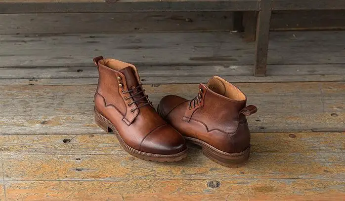 Осенне зимние мужские ботильоны в стиле ретро модельные туфли из натуральной