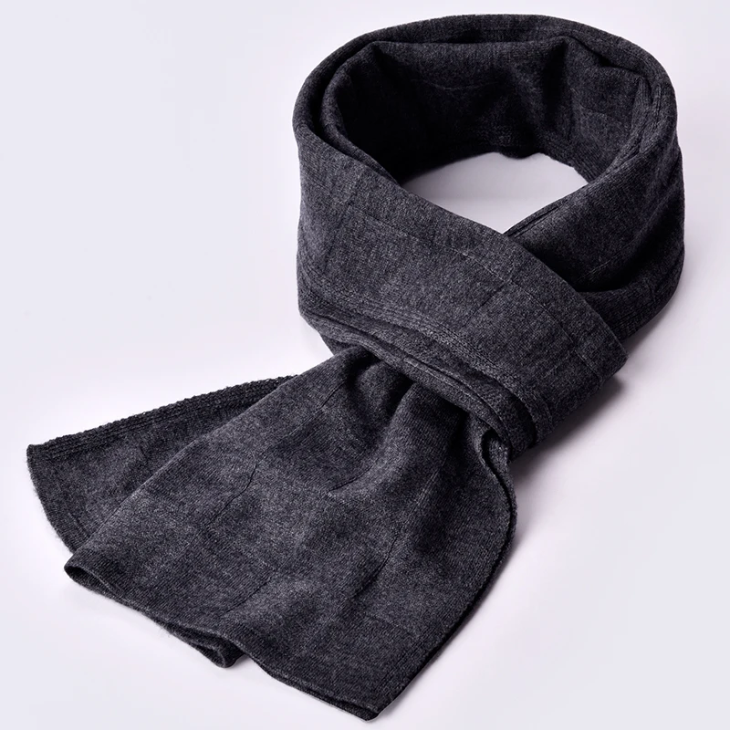 

Winter 100% Lamb Wool Scarf for Men Brand 2019 Solid Warm Echarpe Wraps Man's Pashmina Muffler Foulard Black Real Wool Scarves