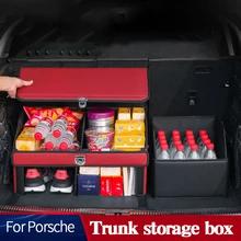 

Trunk Storage Box For Porsche Cayenne Macan 718 Panamera Large Capacity Leather Organize Tool Durable Car Interior Accessories