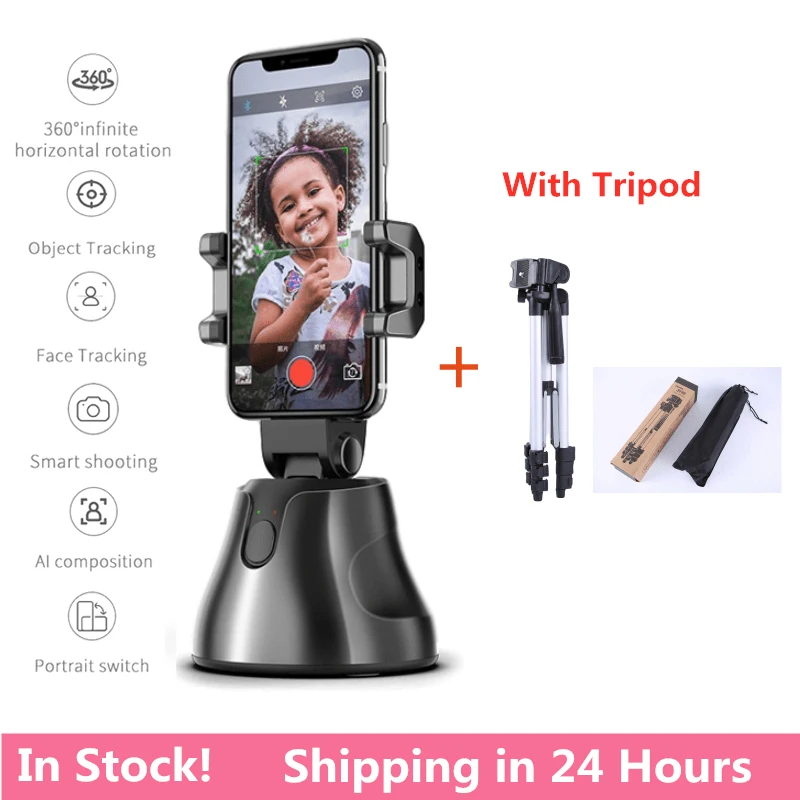 

360Â° Selfie Shooting Gimbal With Tripod Face Object Tracking Selfie Stick For Smartphone Camera For Vlog Live Photo Video