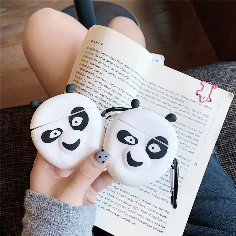 

Silicone Protective Case Panda Cover Protector with Carabiner for Airpods 1/2