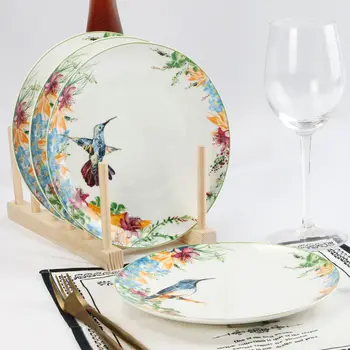 

Embossed flower and bird bone china plate factory direct selling hotel bone china tableware