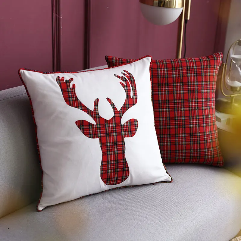 Christmas Elk Cushion Cover Decorative Pillow For Sofa Seat Case Home Decor Slip Snow Slipcover | Дом и сад
