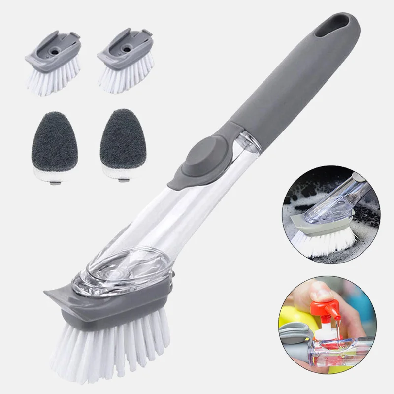 

Multipurpose Kitchen Cleaning Brush Scrubber Dish Bowl Washing Sponge Automatic Liquid Dispenser Pot Cleaner Tool Gadgets