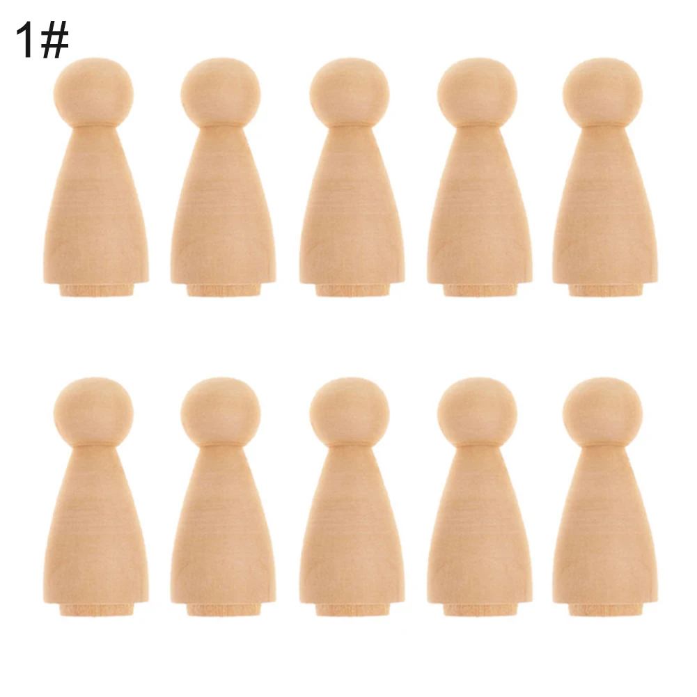 10Pcs Kids DIY Painting Model Blank Wooden Peg Doll Crafts DIY Hand Painting Graffiti Kids Toy 2