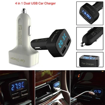

Universal Dual USB Car Charger Adapter LED Light 5V 3.1A Temperature Current Meter Tester For IPhone Tablet Car Accessories