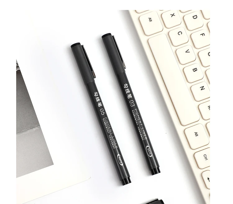 JIANWU 6 шт./компл. черная ручка эскизов ручки для рисования художественный Маркер ручки для изогнутым наконечником для рисования-арта