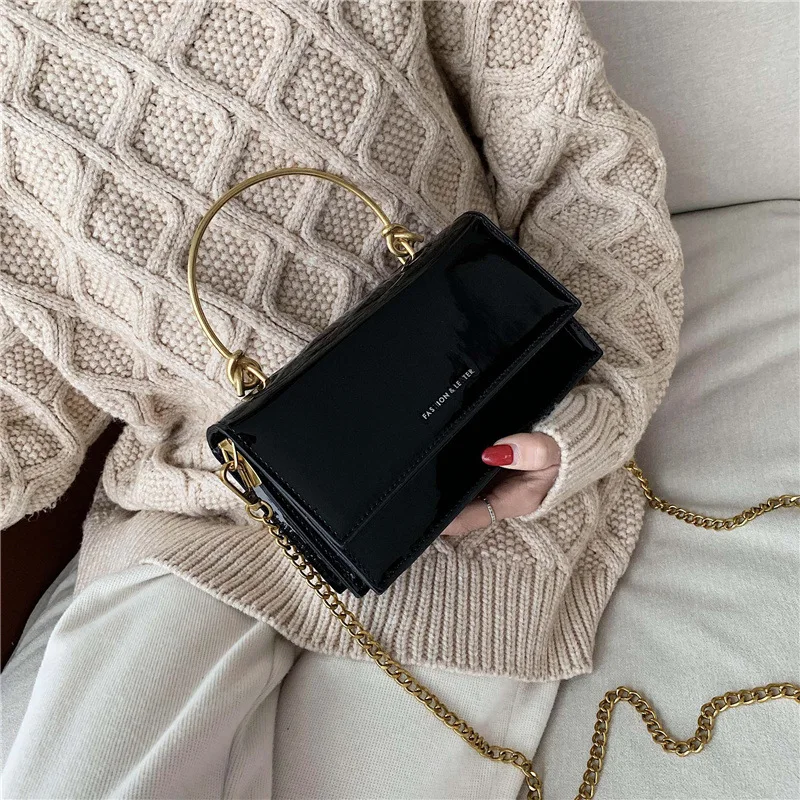

CHIC Bag Women's 2020 New Style Korean-style Fashion Hand Patent Leather Square Sling Bag Autumn And Winter Versatile Crossbody