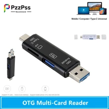 PzzPss OTG USB Card Reader Type-C&MicroUSB&USB3.0 All-In-1 High-speed OTG TF/USB for Android Computer Extension Headers