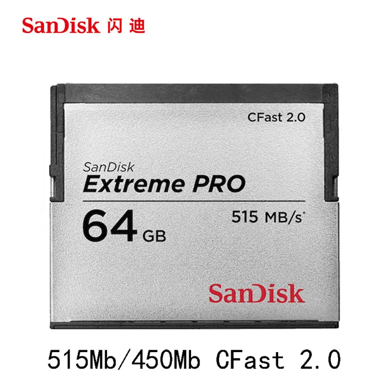 CFSP-064G Карта памяти SanDisk Extreme Pro CFast2.0 CF 128 Гб 64 Гб 515MBS 64 128 ГБ флеш-карта памяти Carte Memoire CF для камеры - Емкость: CFSP-064G