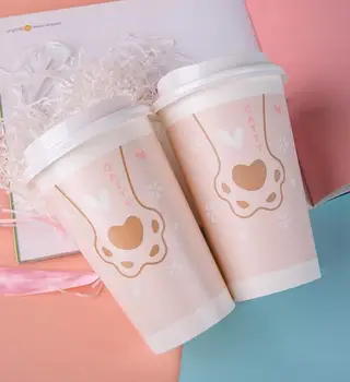 

100pcs Thicken coffee cup hot drink cold drink milk tea paper cups disposable coffee cup free shipping