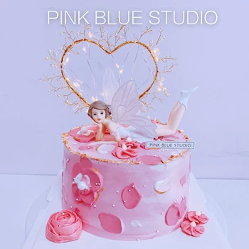 

Pink Leopard Theme Happy Birthday Party Cake Hat Children's Offer Decoration Cake Topper with Sticks Sequin Balloons 1 Set / Bag