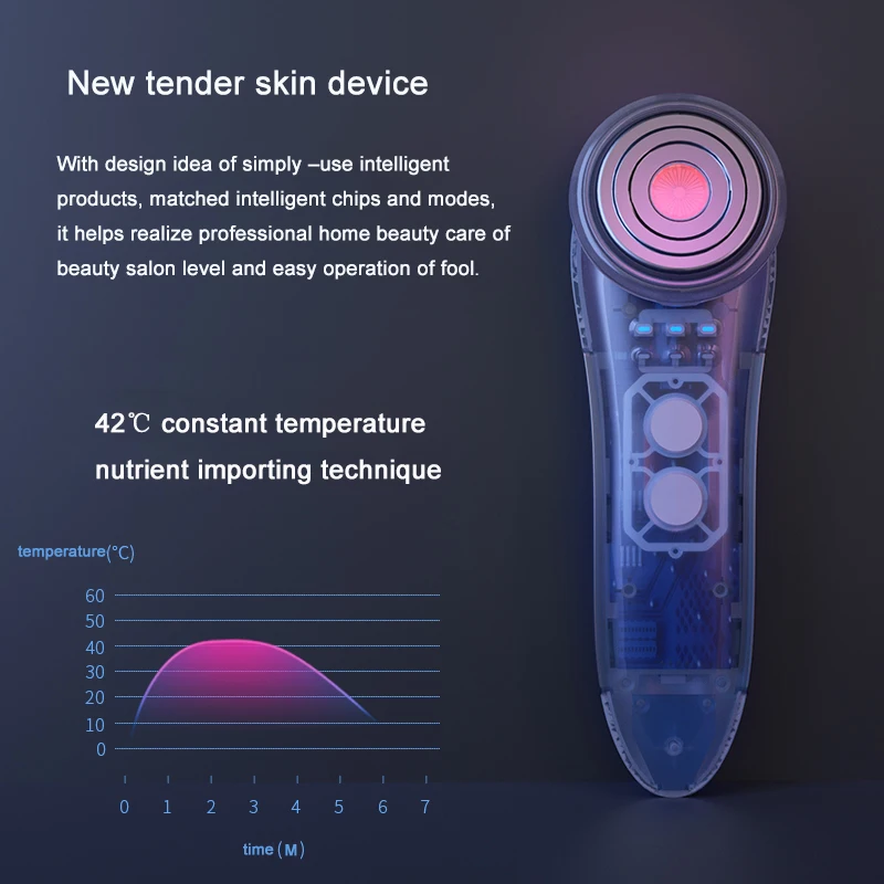 NanoTime косметический Массажер для кожи, ручка, радиочастотная мезотерапия, ионная Очищающая EMS, подтяжка ENI, Электропорация, фотонный светильник, питание
