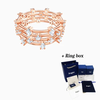 

2020 Fashion SWA New PENELOPE CRUZ MOONSUN CLUSTER Ring Rose Gold Magic Charm Night Sky Stars Crystal Female Romantic Gift