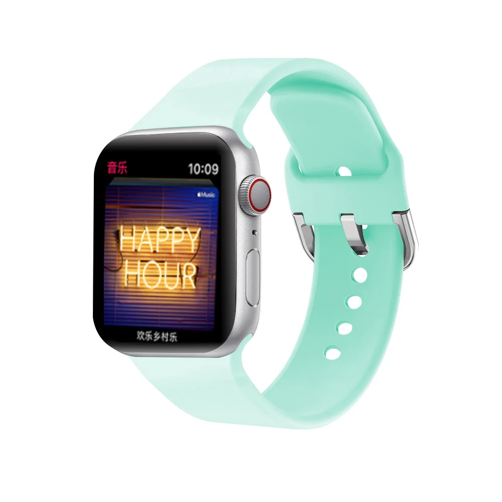 Для Apple Watch, мягкий силиконовый ремешок на запястье, спортивный u-образный ремешок, ремешок для замены на запястье 38 мм, 42 мм, 40 мм, 44 мм, серия 1, 2, 3, 4, 5, браслет - Цвет ремешка: Blue sea