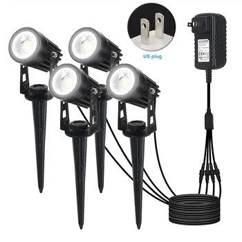 

4 In 1 Garden Decor Dustproof Yard Lawn Low Voltage Electric Path Led Landscape Light Rotatable COB ABS Outdoor Waterproof