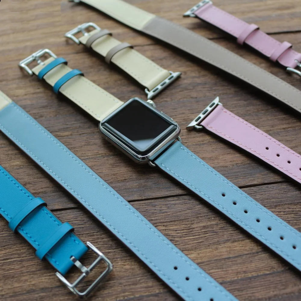 Одинарный Тур ремешок для apple watch серии 5 4 3 2 1 Swift кожаный ремешок для iWatch Наручные Классические ручной работы noir 40 44 мм ремешок