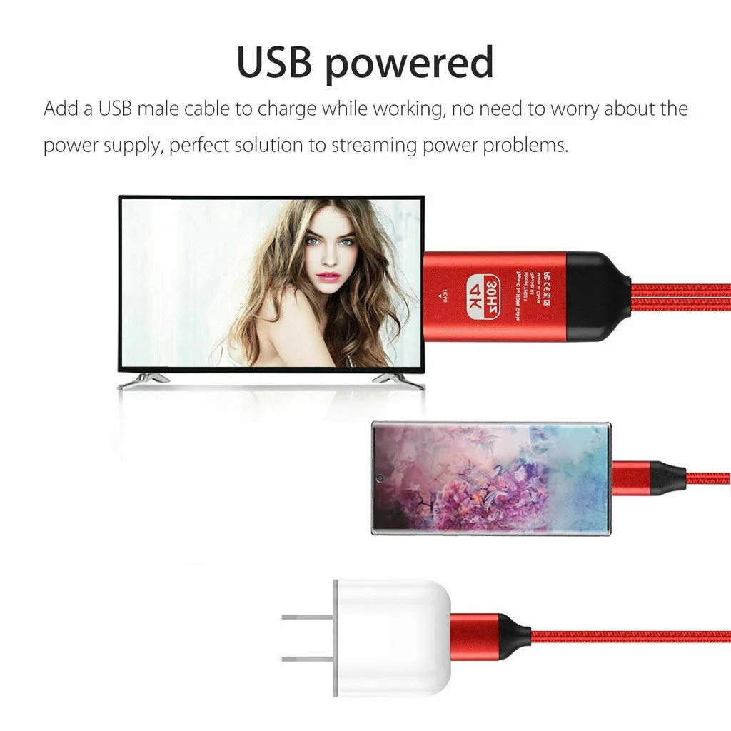 MODAO подходит к Samsung Note10/Note10+ type-C USB-C к HDMI HDTV 4K Кабель-адаптер 8,26