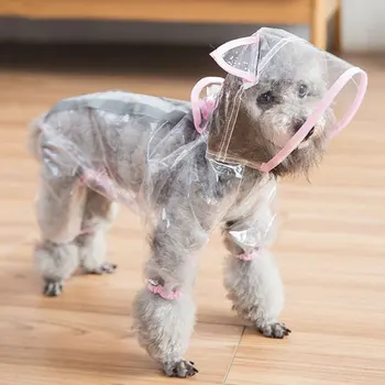 

Waterproof Transparent All-inclusive Clothes Dog Raincoat Four Feet Pet Spring Summer Thin Teddy Small Dog Poncho Large Size