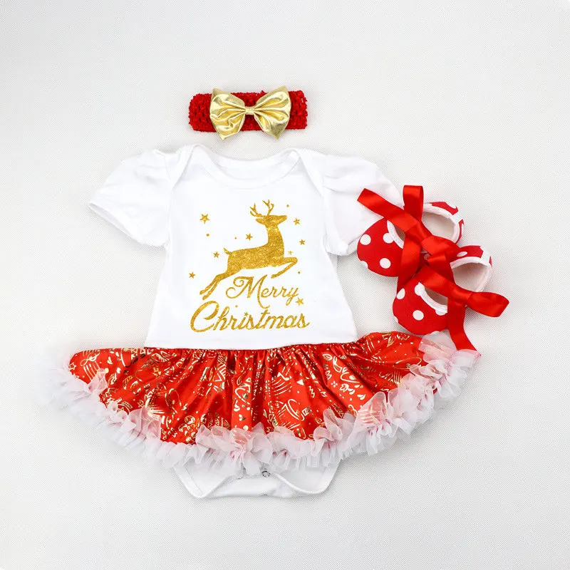 Новинка года, одежда для маленьких девочек детский комбинезон-пачка на Рождество, одежда для рождественской вечеринки Bebes, первый костюм для детей от 0 до 24 месяцев