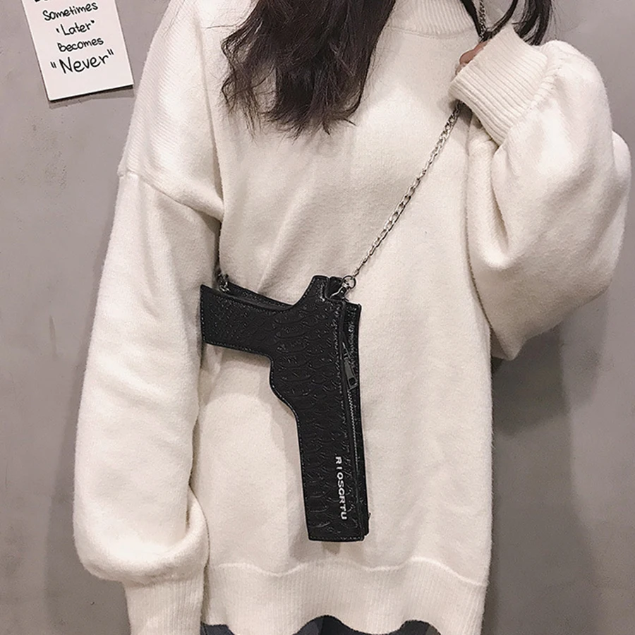 Женская мини сумка мессенджер в форме пистолета Harajuku из искусственной кожи сумки