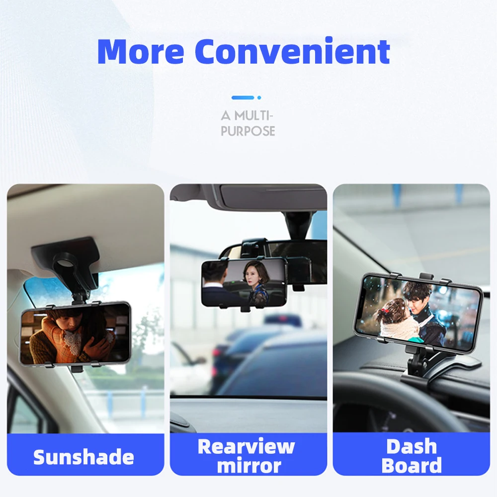 ANMONE Dashboard Car Phone Holder 360 Degree Mobile phone Stands Rearview Mirror Sun Visor In Car GPS Navigation Bracket ► Photo 3/6