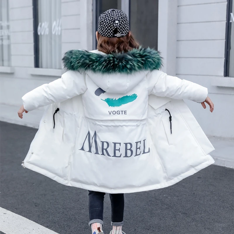 

2019 New Children's Winter Jacket for Girls Kids Warm Cotton-padded Long Jacket Teenage Coat Hoodies Outerwear Girl Winter Coat