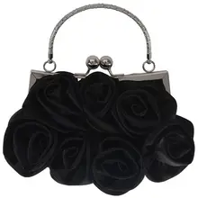 Цветочный женский клатч, женская вечерняя сумочка, вечерняя сумочка, для выпускного вечера, для невесты, со стразами, багет, черный