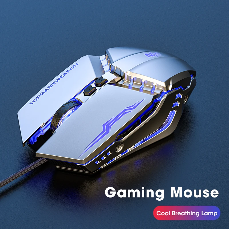 Ratón LED ergonómico para juegos por Cable de 3200 DPI, Mouse USB para Gamer G10 silencioso con Cable de retroiluminación para PC y portátil - Imagen 4