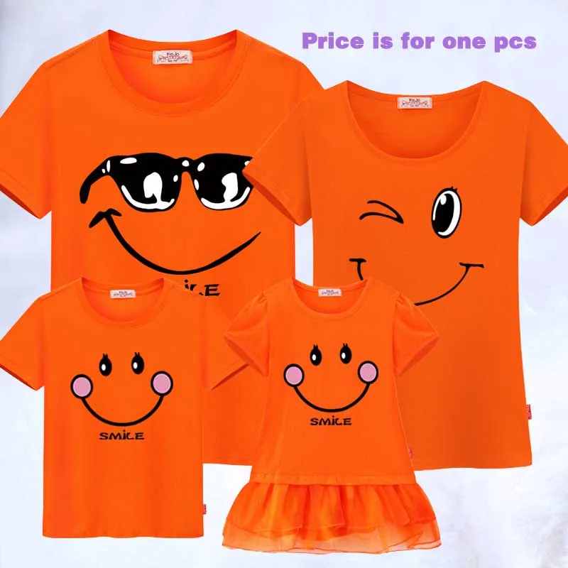 orange Семейные комплекты; одежда для мамы, папы и сына; хлопковая повседневная одежда для всей семьи; хлопковая одежда для мамы и дочки - Цвет: orange