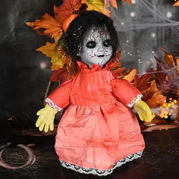 

Halloween Props Ghost Dolls Electric Walking Doll Toys For Horror Eyes 34cm With Gift Party Decoration Kids Shinning Hallow C6Q0
