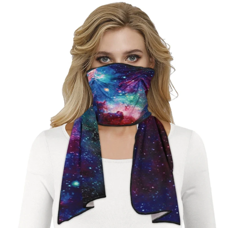 

For Bicycle Bandanas Face Scarf Shield Dust Protection Breathable Print Sky Elastic Neck Winter Warm Cool Outdoor Bike Scarf
