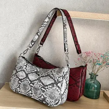 

serpentine Print Shoulder Bags Women Stone Pattern Handbag Casual Crocodile Shoulder Messenger Bags Ladies PU Purse #15