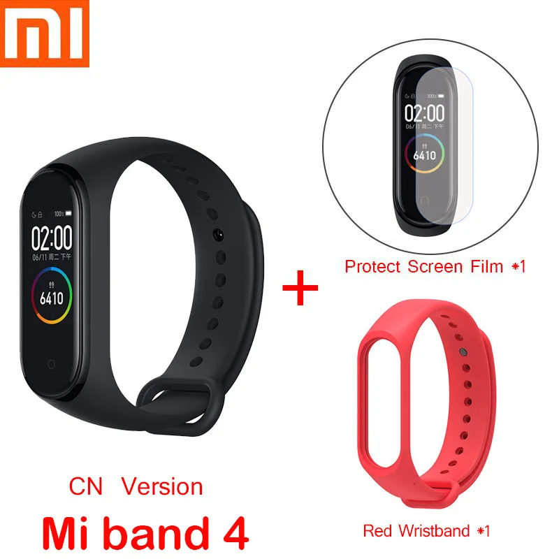 mi band 4 add strap Бренд, Xiaomi mi, 4 браслета, Xiaomi mi, 3, пульсометр, фитнес-экран, Bluetooth 5,0, смарт, mi Band 4, для IOS, Android - Цвет: mi band 4 add strap