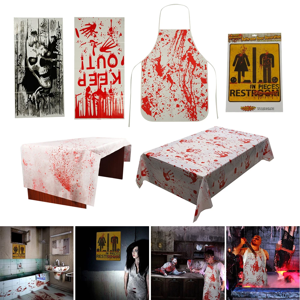 

Halloween Decoration Horror Hand Print Blood Print Tablecloth Sticker for Halloween Party Home Decoration Haunted House Props