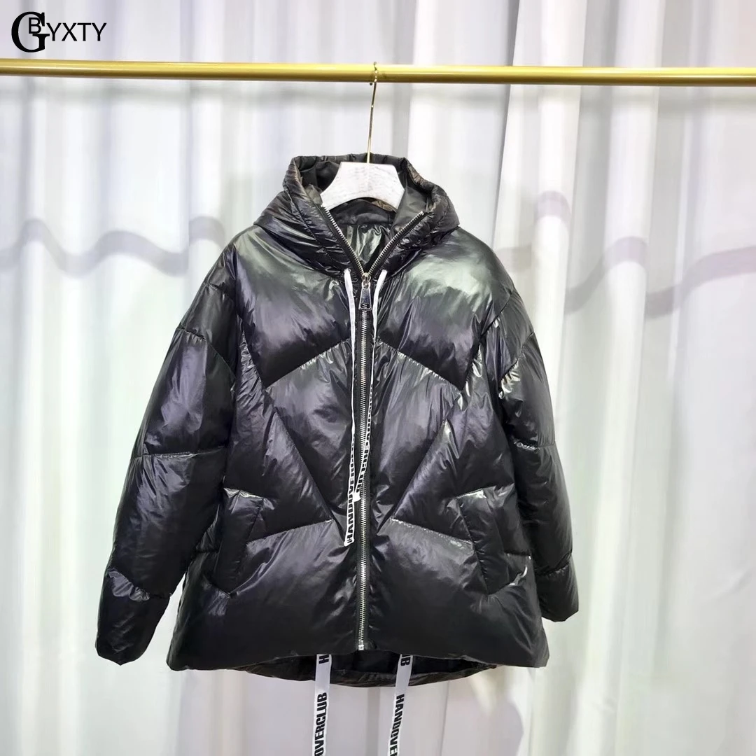 Женская куртка пуховик GBYXTY серебристая парка с капюшоном на зиму ZA1254|Пуховики| |