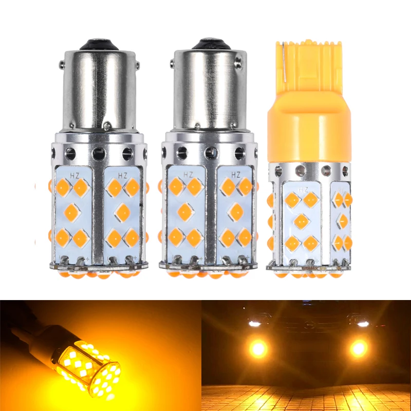 

2Pcs T20 7440 WY21W Led Bulb 1156 BAU15S PY21W BA15S P21W LED Lamp For Car Turn Signal Lights Orange Amber Color 6000K White