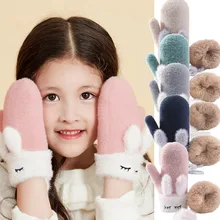 Мультяшные Зимние перчатки Для детей, теплые толстые рукавицы, Зимние перчатки Для катания на лыжах, ветрозащитные перчатки, перчатки Для снежной погоды