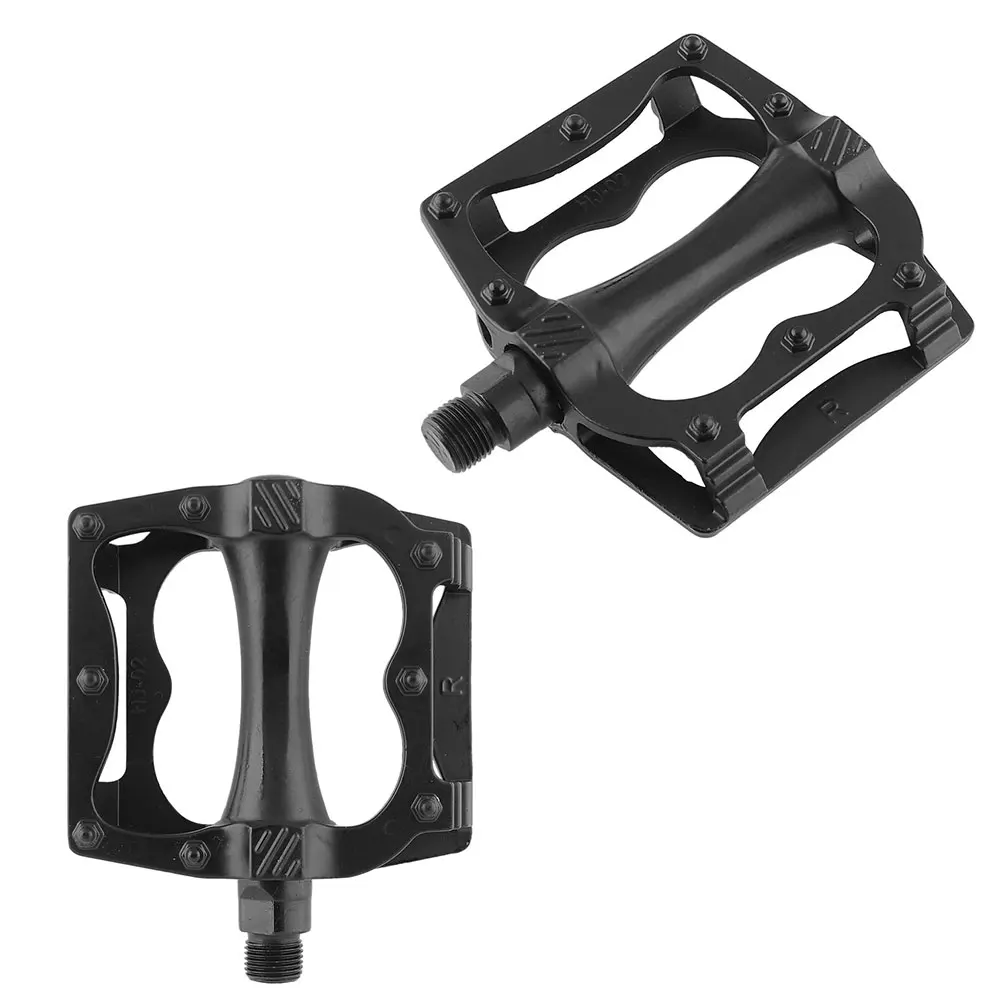 1 Pair MTB Cycling Road Mountain Bike Aluminum Alloy Flat Platform Pedals Black